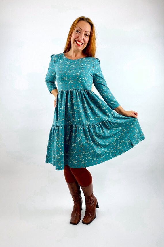 bonnie" Dress, Leaves Green Petrol, Women's Autumn Dress, Tiered Dress Boho Style, Slow Fashion, Handmade With Love - Etsy bonnie" Dress, Leaves Green Petrol, Women's Autumn Dress, Tiered Dress Boho Style, Slow Fashion, Handmade With Love - Etsy