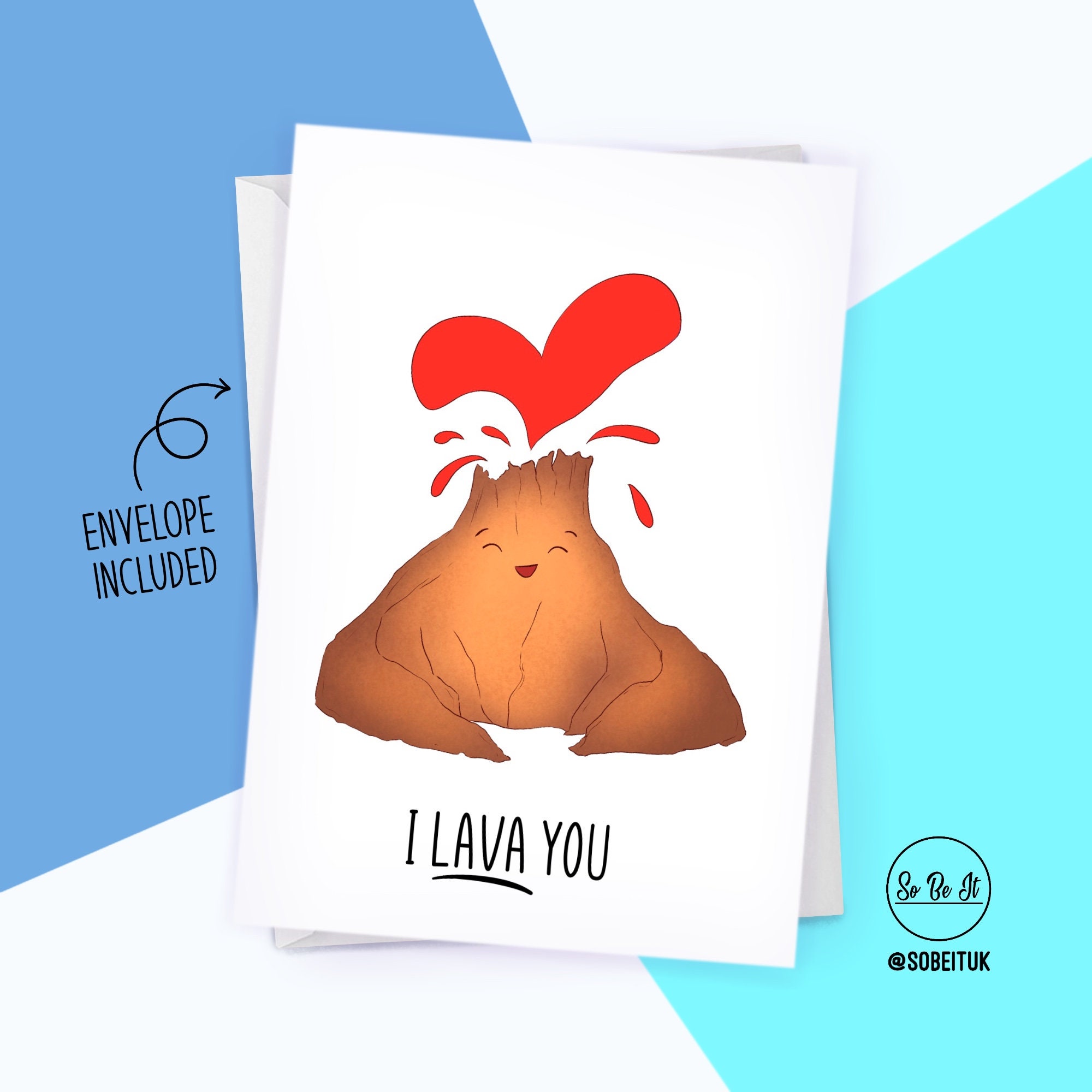 I Lava You Volcano Valentines Anniversary Greeting Card - Etsy