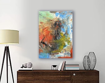 Original Abstract Acrylic Painting on Canvas - Hand-Painted Wall Art, Palette Knife Texture, Bold Colors, Ready to Hang
