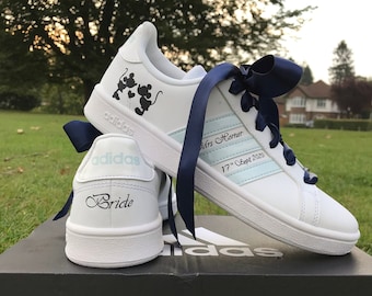 Custom adidas shoes | Etsy Customised Adidas Wedding Trainers l