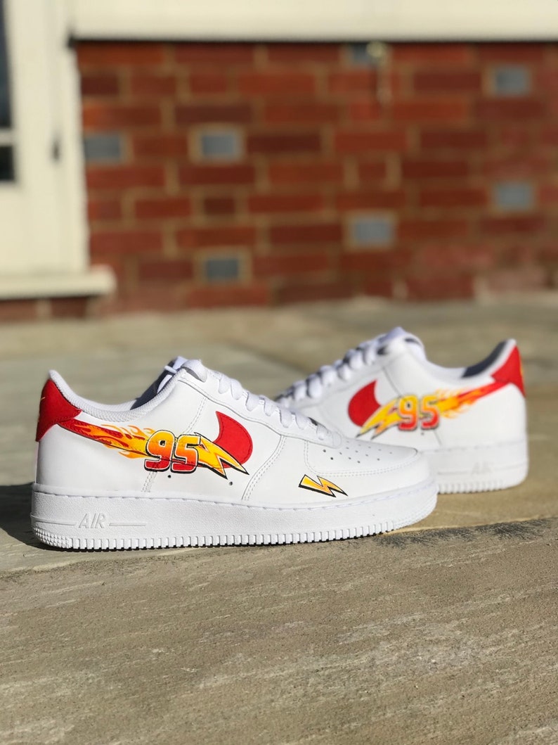 Disney Cars Custom Nike Air Force 1 Lightning McQueen Number | Etsy México