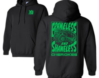 XJ Cherokee Black Hoodie Sweatshirt, Framless and Shameless Design, Best Gift for the Cherokee XJ Owner and Offroad Lover