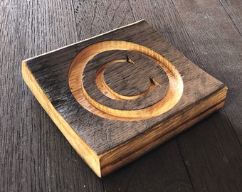 Personalized Cocktail Smoke Block, Beautifully Carved Monogram into the Bourbon Whiskey Barrel Wood, Best Old Fashioned Smoker