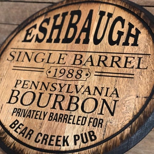 Personalized Bourbon Barrel Whiskey Sign, Rustic Bar Wall Art, Best Whiskey Lover Gift