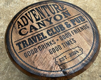 Bourbon Barrel Bar Sign - Personalized Name and Date - Authentic KY Bourbon Barrel - Personalized Bourbon Barrel - Basement Bar Sign