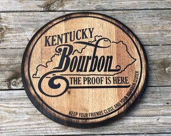 Kentucky Bourbon Barrel, Carved Rustic Bar Sign, Whiskey Barrel Decor, Kentucky State Bourbon Quote, Best Bourbon Gift