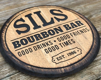 Custom Carved Bourbon Whiskey Barrel Sign, Old Fashioned Rustic Wood Sign for Bar Decor, Speakeasy Sign and Bourbon Whiskey Lover Gift