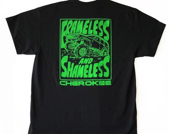 Frameless And Shameless Cherokee XJ Black T-shirt, Cherokee Graphic Shirt, Gift for the Cherokee XJ Owner