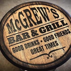 Personalized Bourbon Whiskey Barrel Lid Bar Sign, Nostalgic Decor Wall Art, Best Bourbon Lover Gift