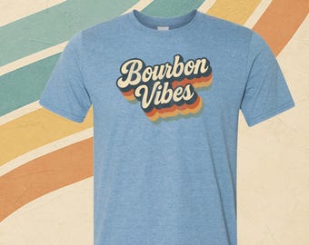 Bourbon Vibes Retro Graphic Tee, Bourbon Whiskey Lover Shirt, Vintage Graphic Shirt, Soft Graphic T-shirt.