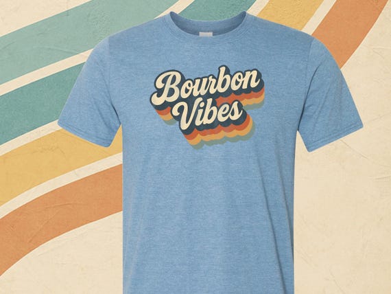 Bourbon Vibes Retro Graphic Tee, Bourbon Whiskey Lover Shirt, Vintage Graphic Shirt, Soft Graphic T-shirt.