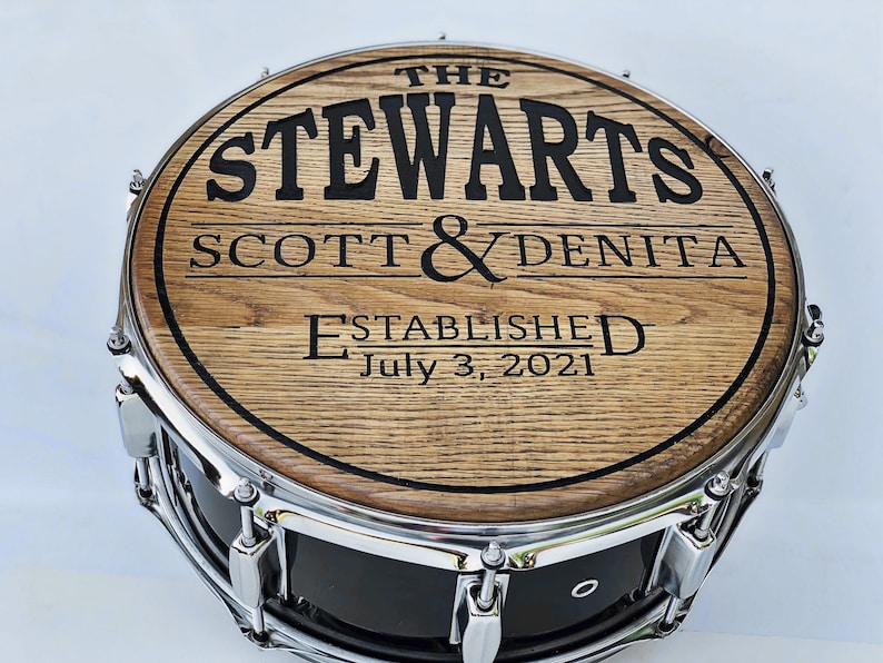 Personalized Snare Drum Wall Art Engraved Oak Wood Design Etsy