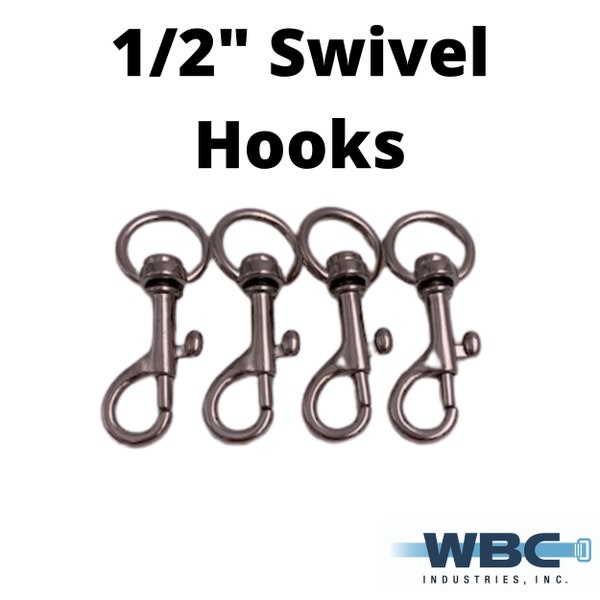 1/2" Nickel Plated Swivel Hooks - Sold in packs of 4