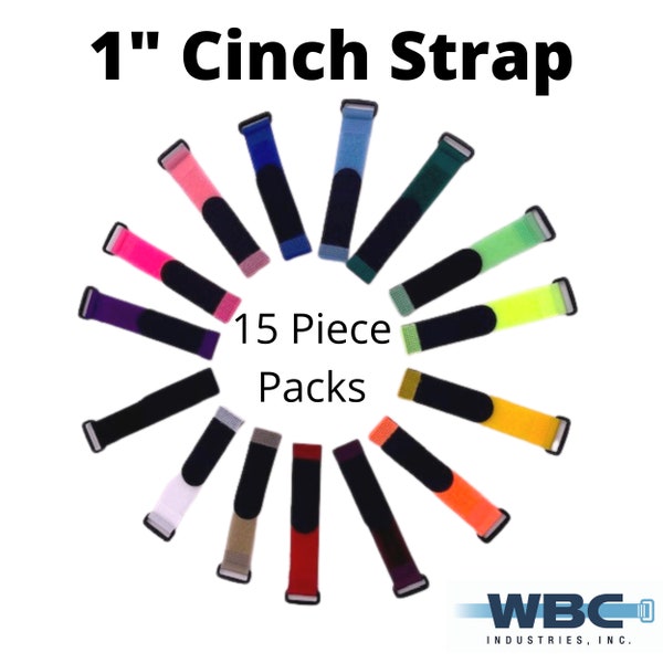 1" Adjustable Hook & Loop Cinch Strap - 15 Pack