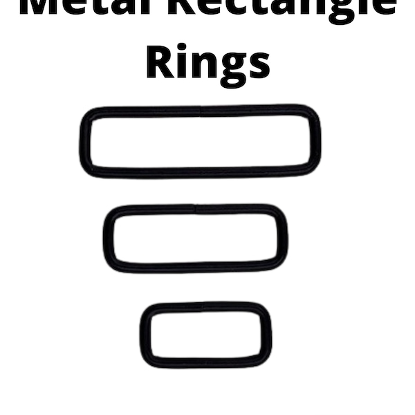 12 Piece - Black Metal Rectangle Ring Belt Buckle Leather Craft Hardware Square Ring Loop Strap Purse Notion Bag Hardware
