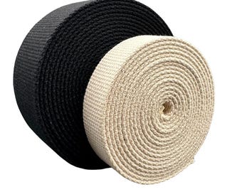 Heavy Cotton Webbing | Black & Natural | 5 yard rolls