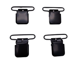 2&quot; Electro Black Jumbo Suspender Clips - Sold in packs of 4