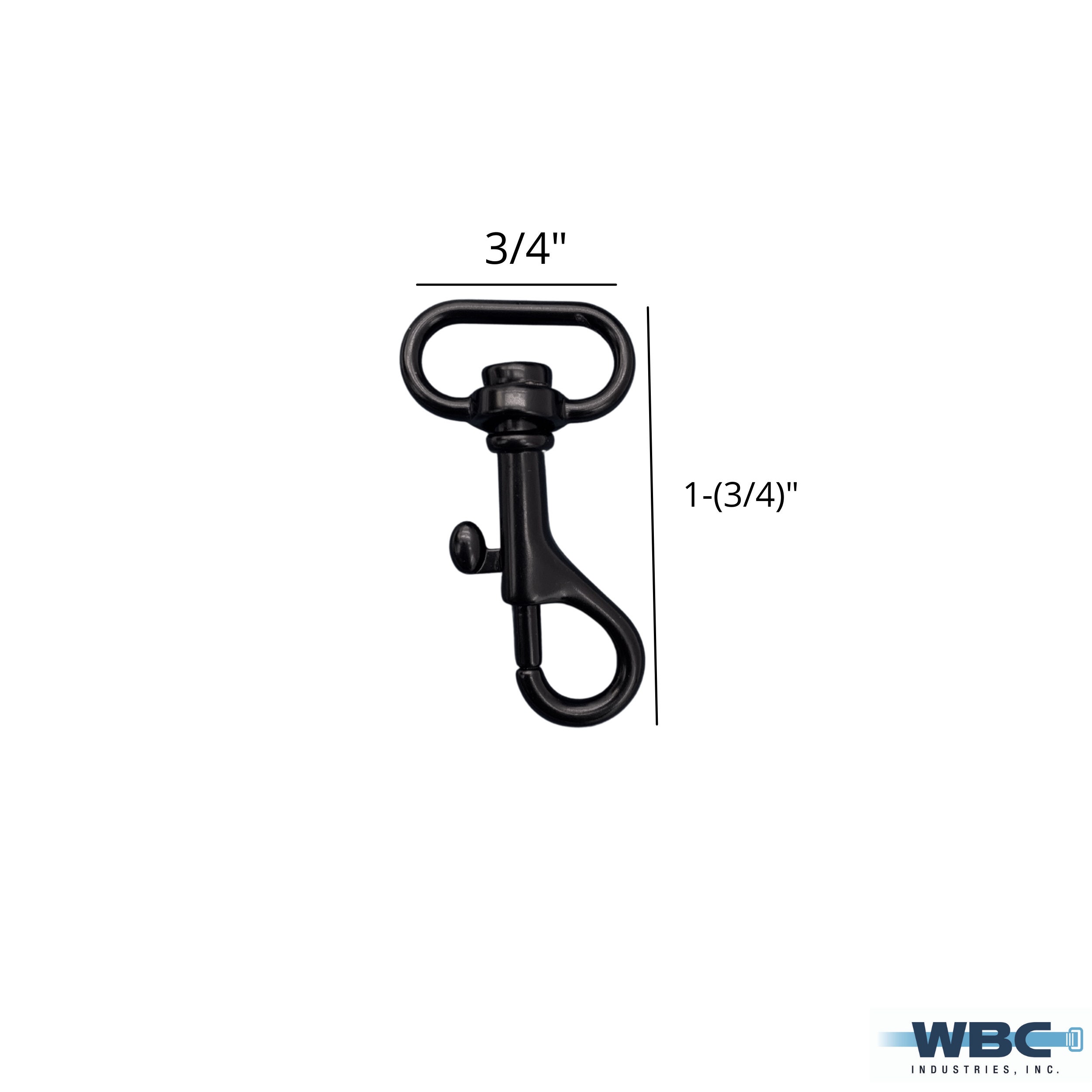 3/4 Black Swivel Hooks with Spring Snap - Sold in Packs of 4