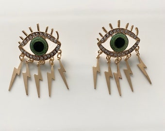 Lizzie - Statement Eye Lightning Bolt Earrings - Gifts For Her