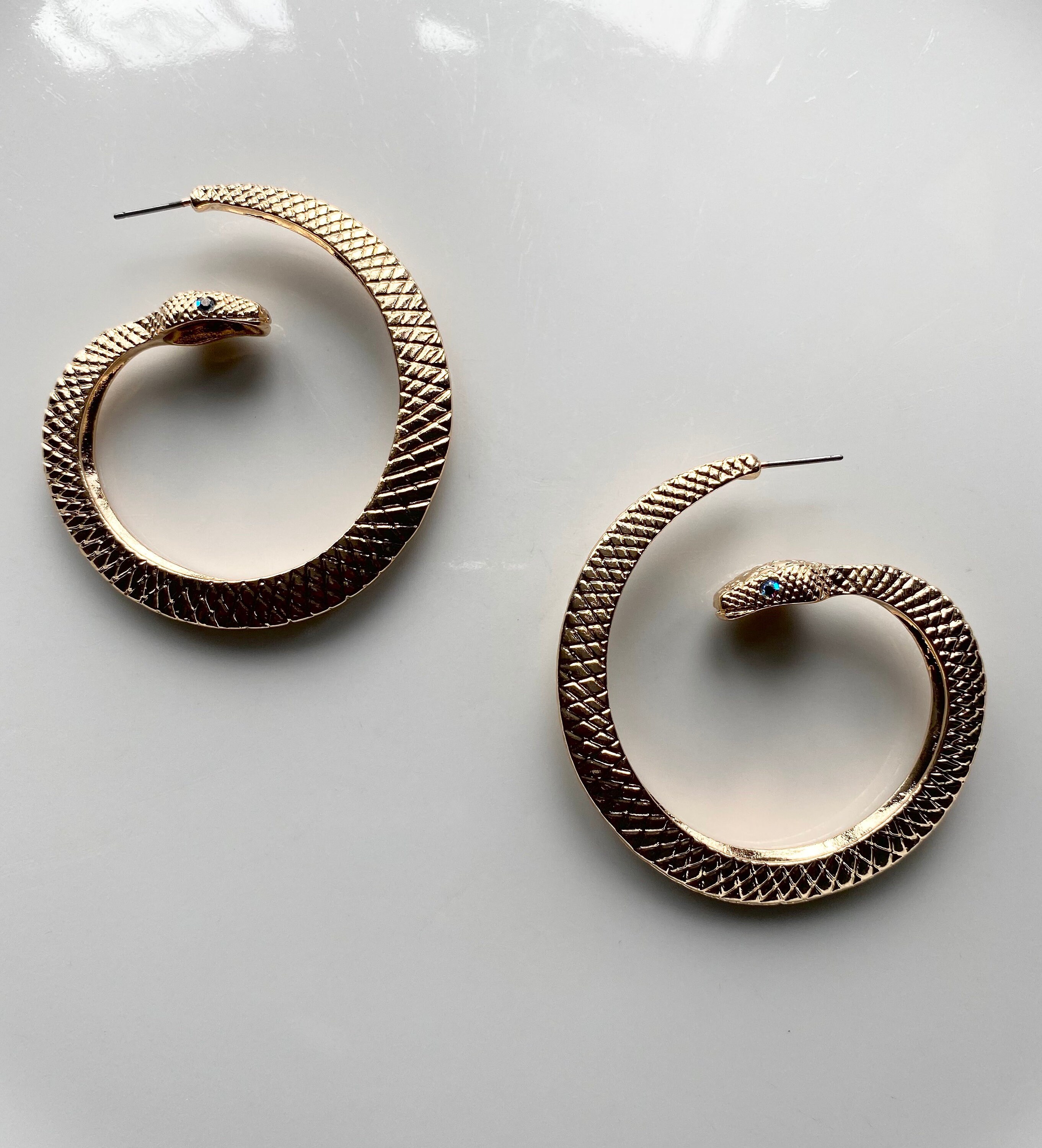 black snake hoop earrings