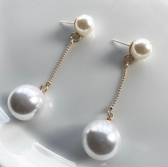 Pearl ball drop on sale earrings