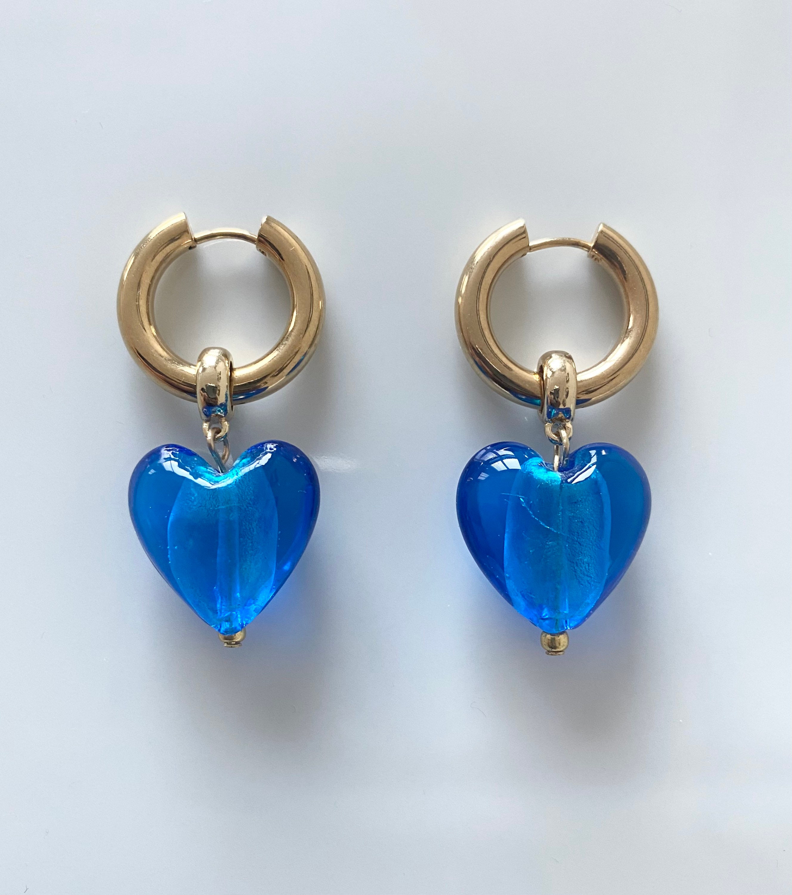 Gina Resin Heart Huggie Charm Hoop Earrings Etsy