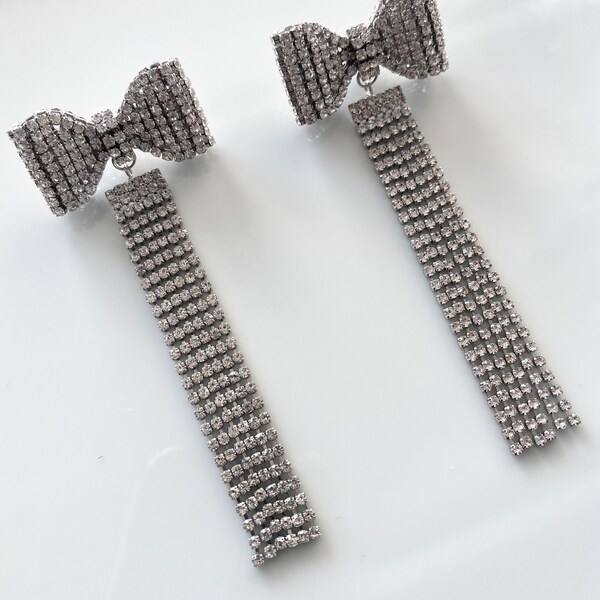 Ella - Jewelled Bow Statement Earrings - Bow Earrings - Gifts For Her