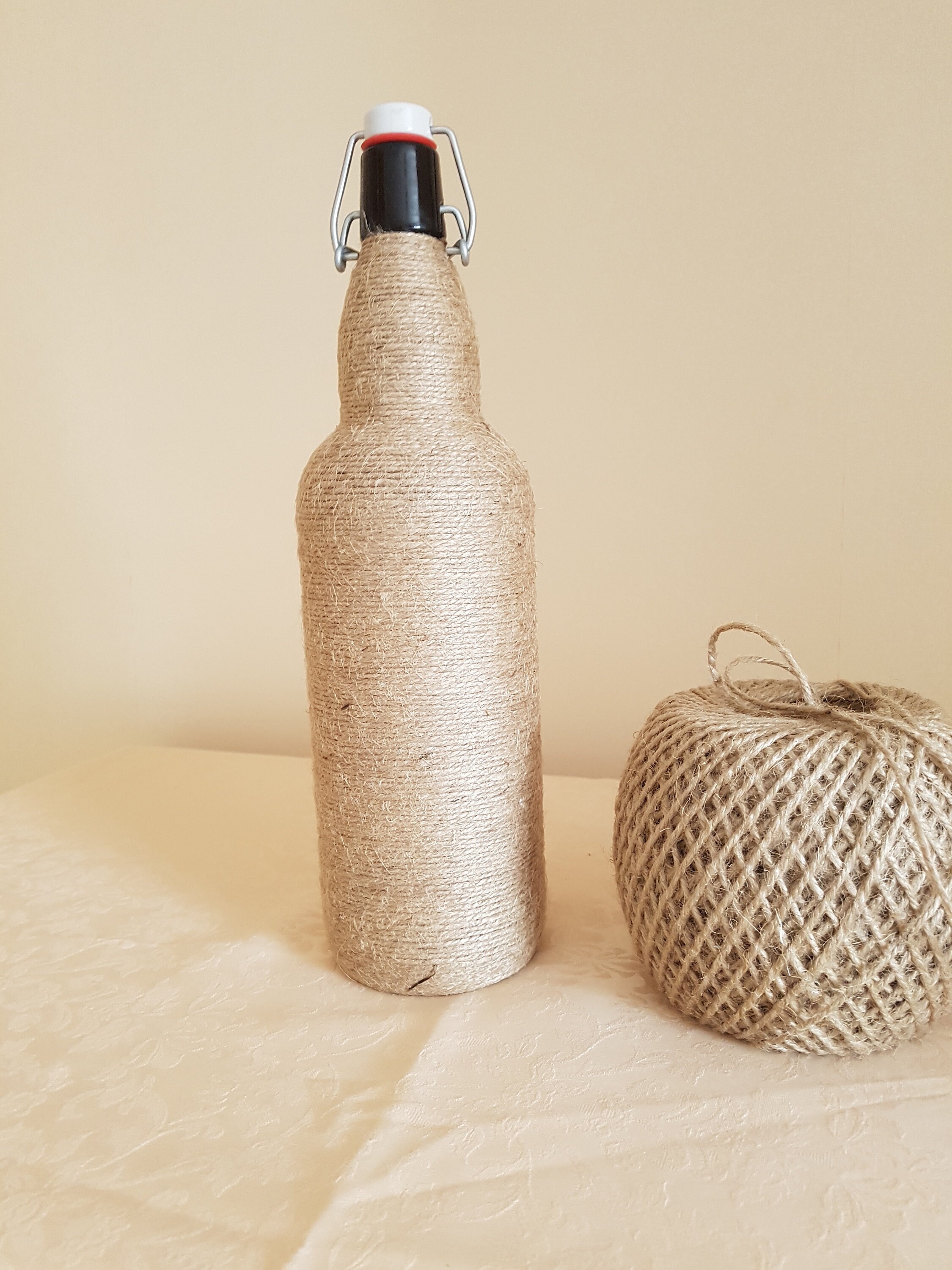 Handmade jute wrap bottle Etsy