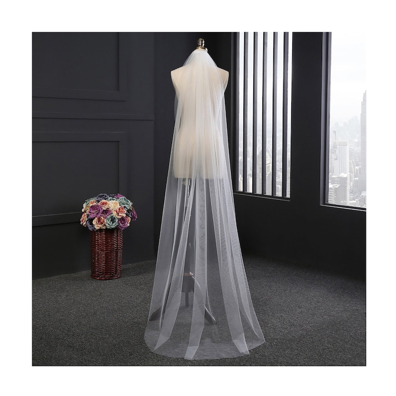 Plain 1 Tier Chapel Length Soft Tulle Veil With Raw Edge NEXT DAY SHIPPING Veil Soft Wedding Cathedral Veil White Cathedral Veil