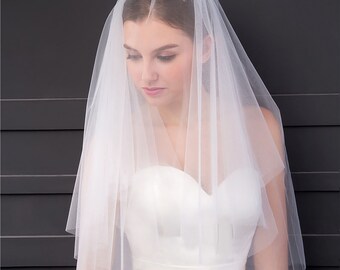 SHIPS NEXT DAY, Sheer Soft Wedding Veil, Soft Tulle Veil With Raw Edge, Bridal Veil, Cathedral Veil, Chapel Veil, Long Wedding Veil