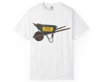 Wheelbarrow Warning Label: T-Shirt--Vintage Garden Tool Graphic