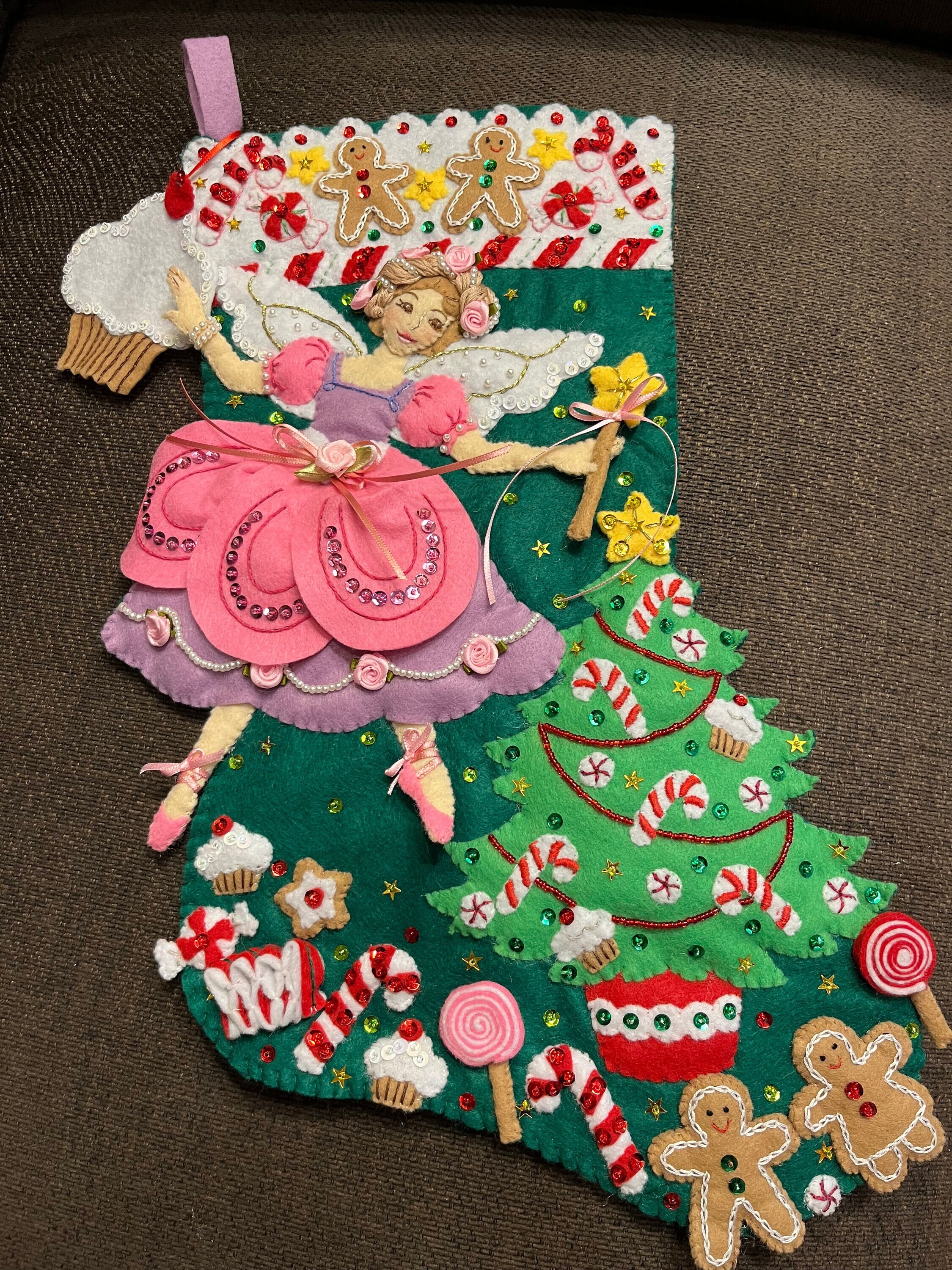 Sugar plum fairy christmas stocking