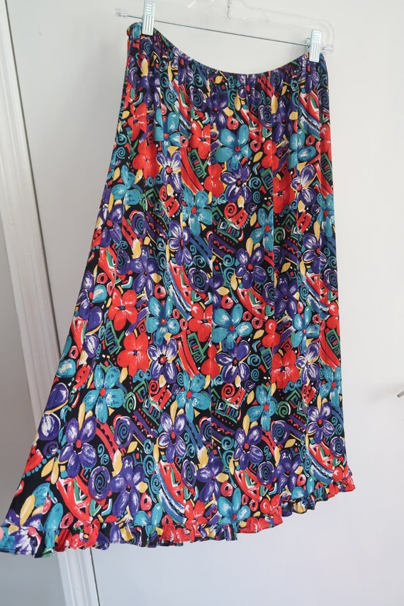 Vintage 90s Floral Midi Skirt | 90s Nostalgic Pri… - image 5