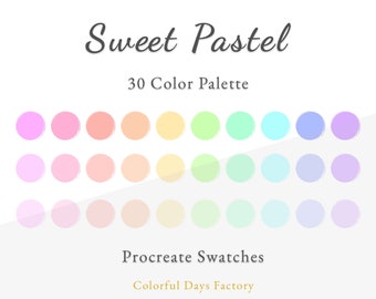 Sweet Pastel Color Swatches | Procreate color palette | Instant Download, iPad Procreate App