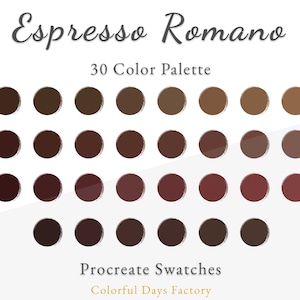 Espresso Romano black body skin color swatches | Procreate color palette | Instant Download, iPad Procreate App