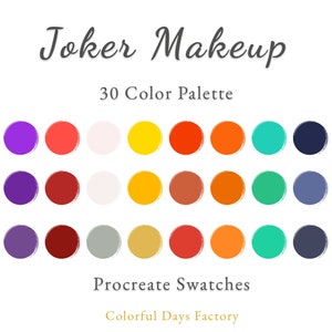 Joker Makeup color swatches | Procreate color palette | Instant Download, iPad Procreate App