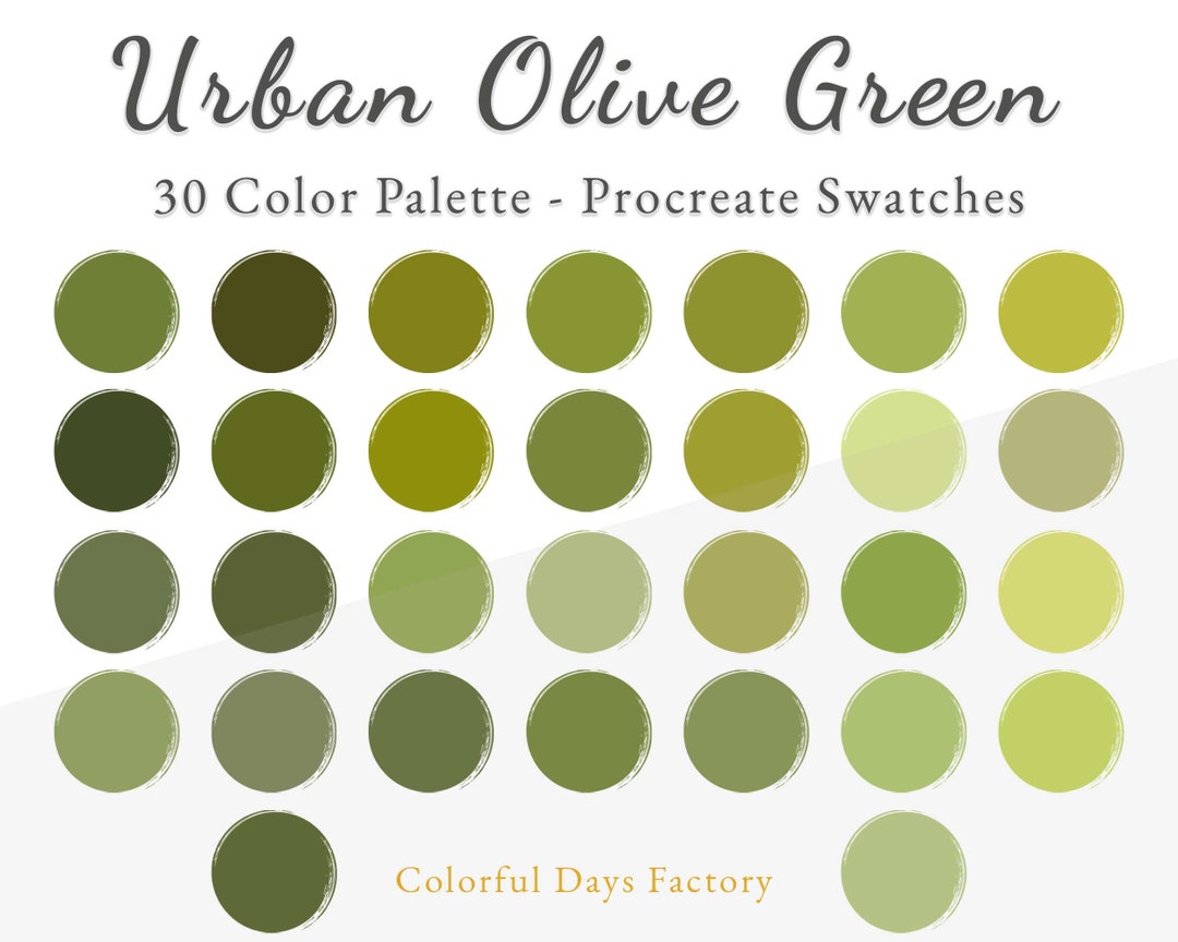 Urban Olive Green Color Swatches Procreate Color Palette Instant Download,  iPad Procreate App 