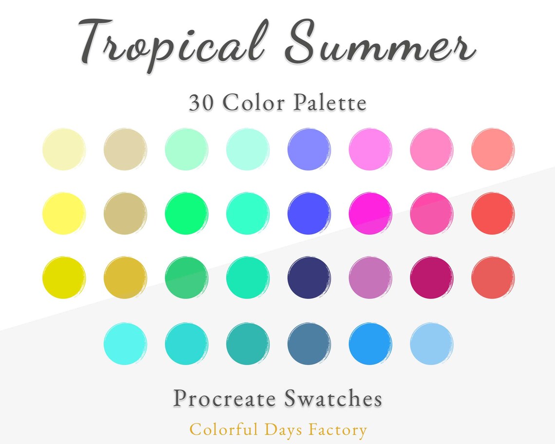 Tropical Summer Color Swatches | Procreate Color Palette | Instant ...
