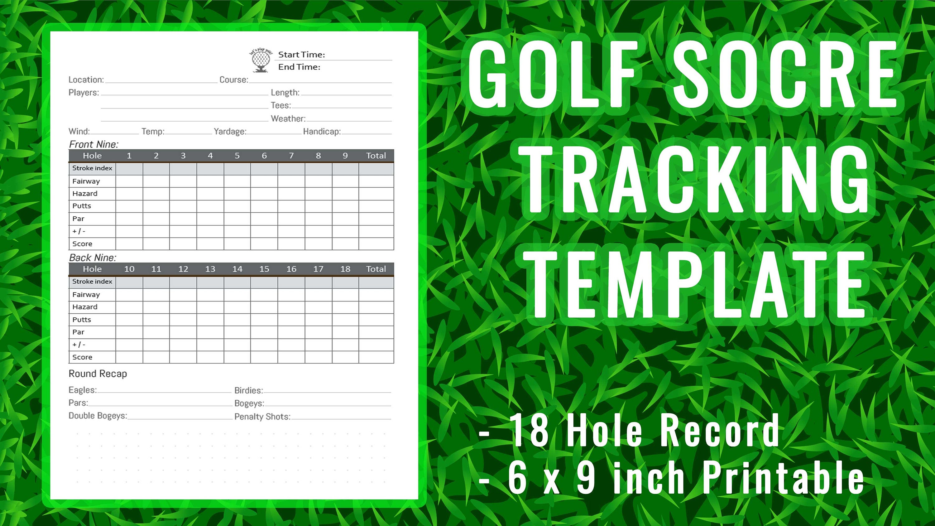 Golf score record printable PDF Etsy