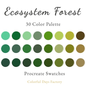 Ecosystem Forest color swatches | Procreate color palette | Instant Download, iPad Procreate App