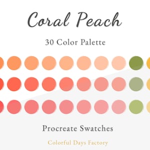 Coral Peach Color Swatches | Procreate color palette | Instant Download, iPad Procreate App