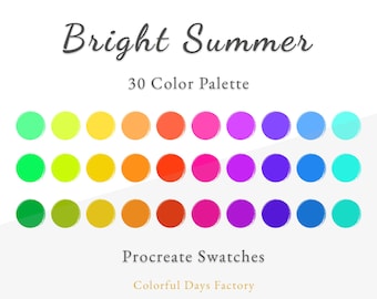 Bright Summer color swatches | Procreate color palette | Instant Download, iPad Procreate App