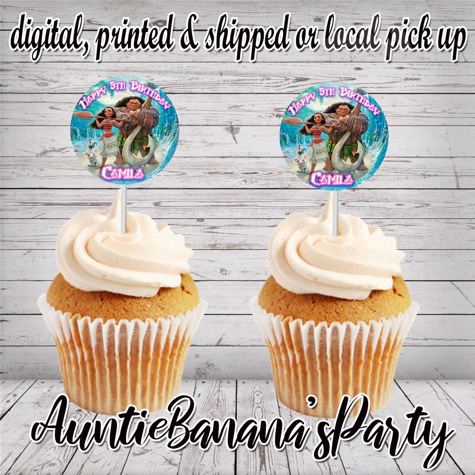 Moana Cupcake Toppers Party Printables Cup Cake Toppers - Etsy