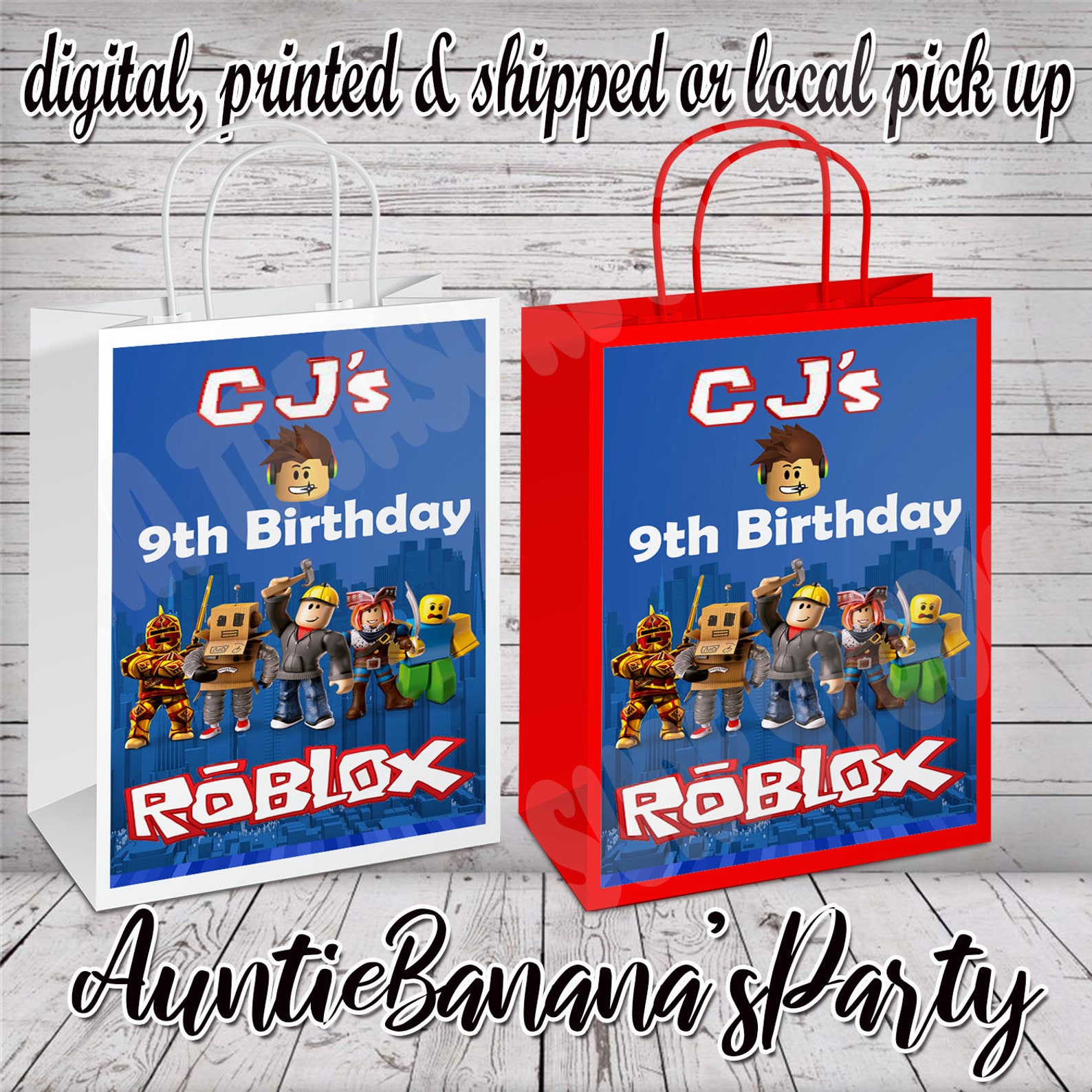 Roblox Gift Bags Treat Bags Party Favors Party Printables Etsy