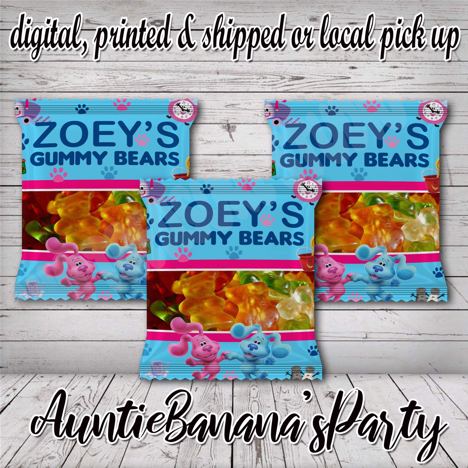 Blues clues magenta gummy bears custom candy wrappers Etsy