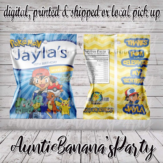 Pokemon Fruit Snacks Custom Candy Wrappers Party Favors Etsy UK