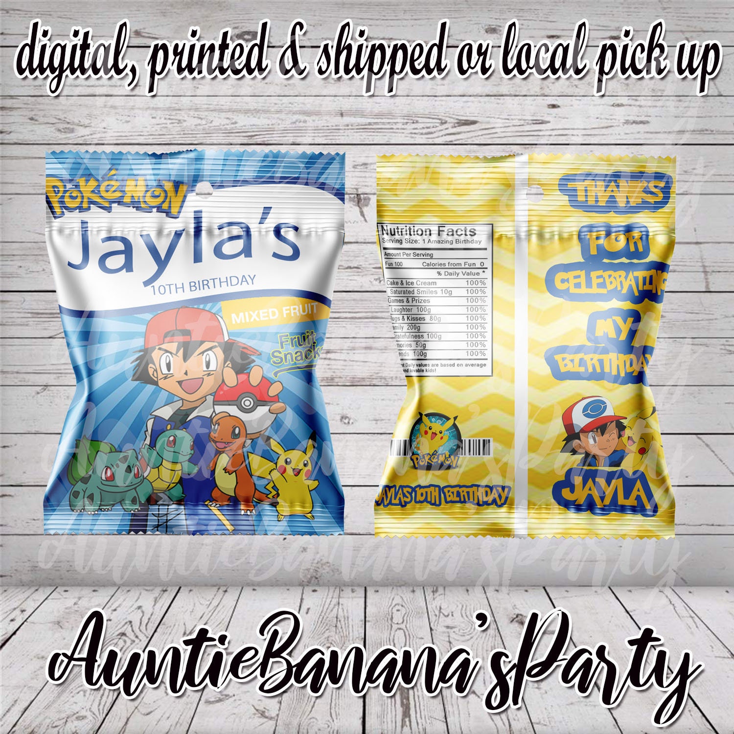 Pokemon Fruit Snacks Custom Candy Wrappers Party Favors Etsy UK