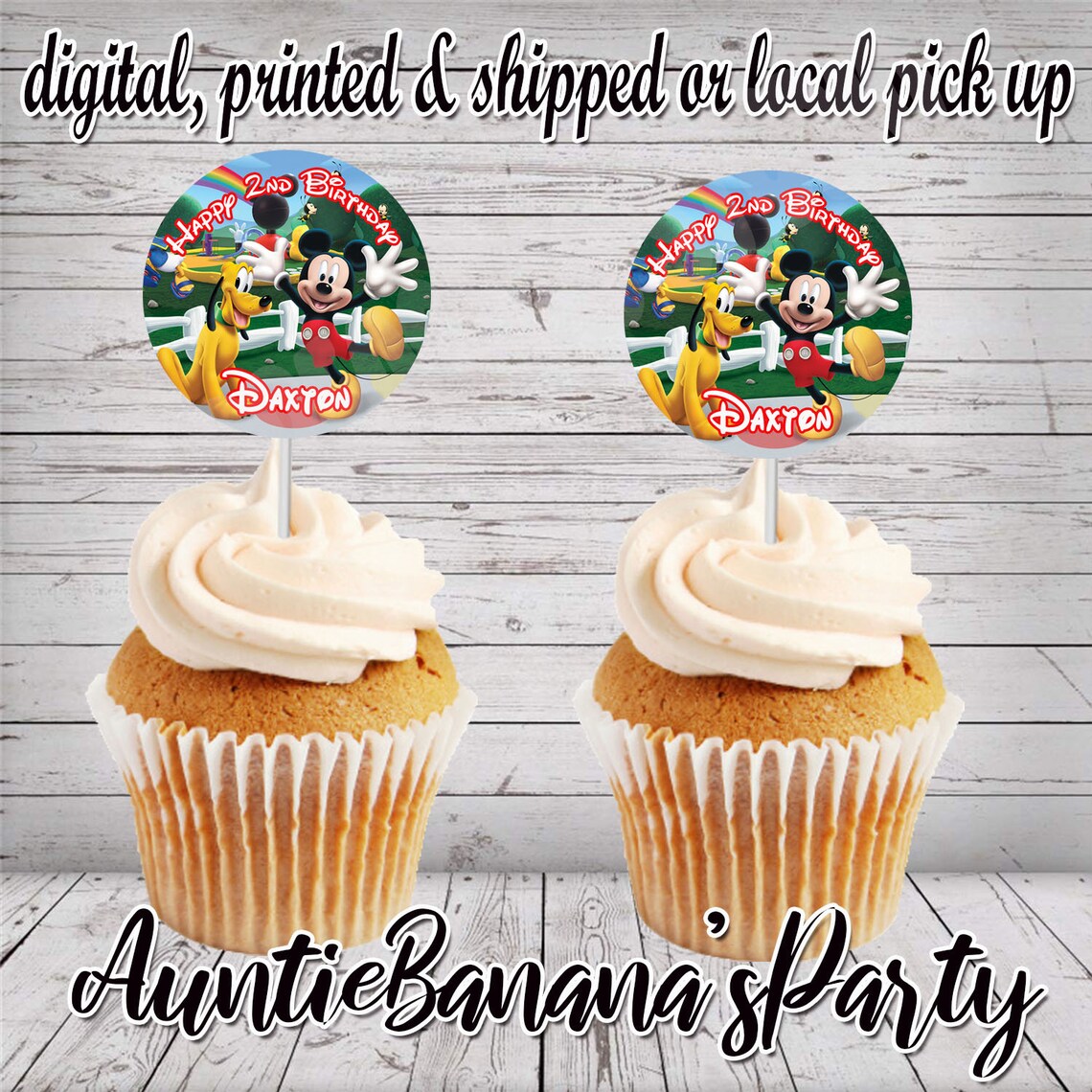 Mickey mouse cupcake toppers party printables cup cake | Etsy