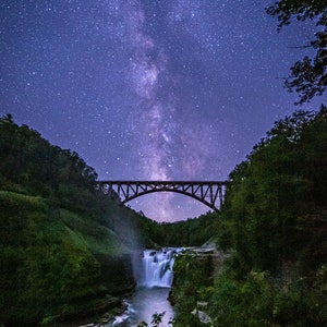 Photo Milky Way over Letchworth Falls and Train Bridge 2022