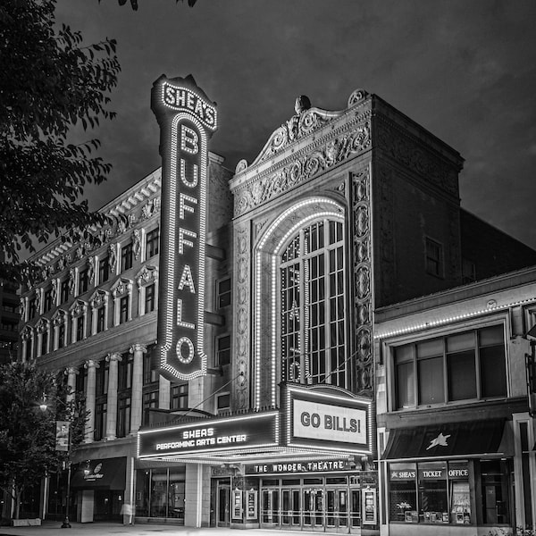 Photo of Theatre - Shea's Performing Arts Center Go Bills Buffalo in Black and White